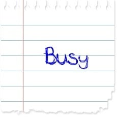 image of a piece of paper with the word "busy" on it