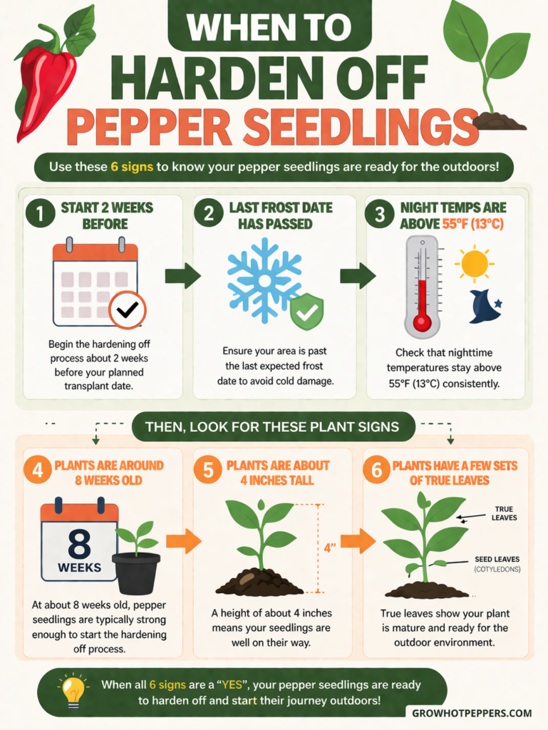 guide to hardening off pepper seedlings infographic